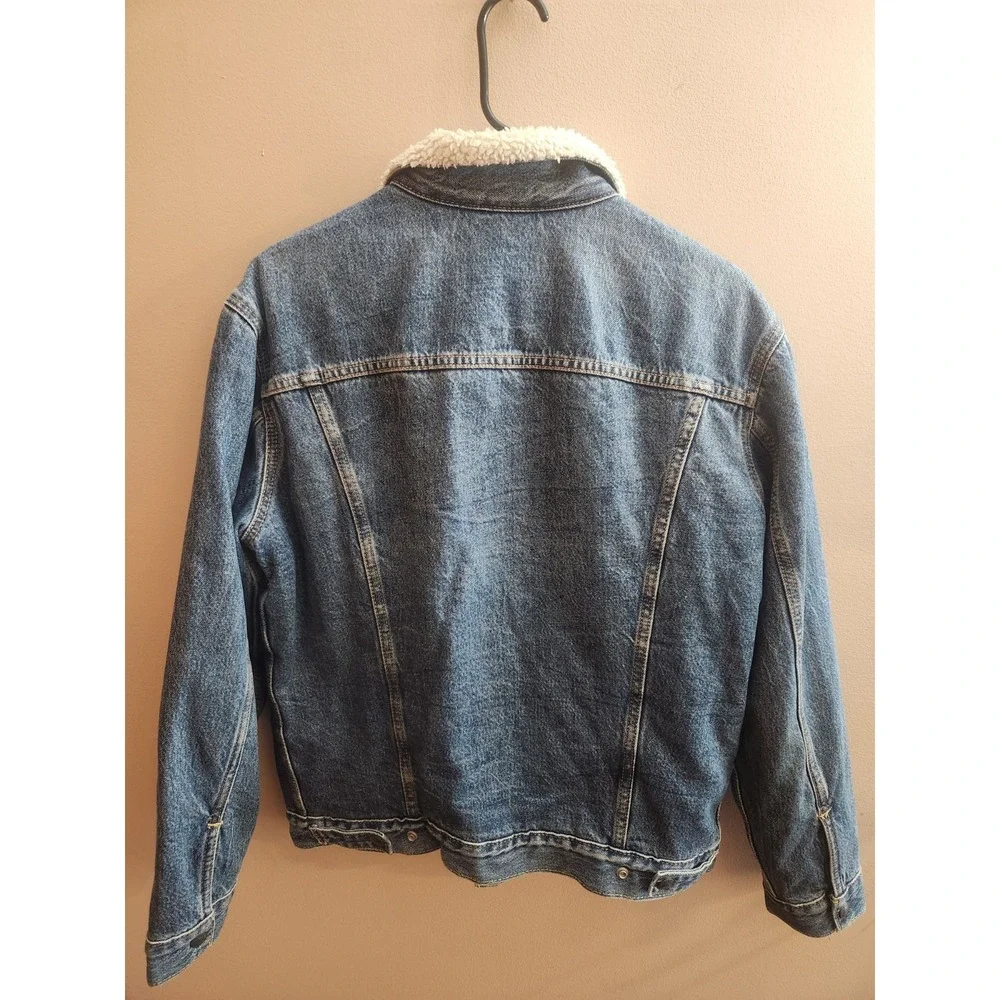 Vintage LEVI'S Sherpa Fur Lined Trucker Denim Jacket Mens Blue Ranch Coat Size M
